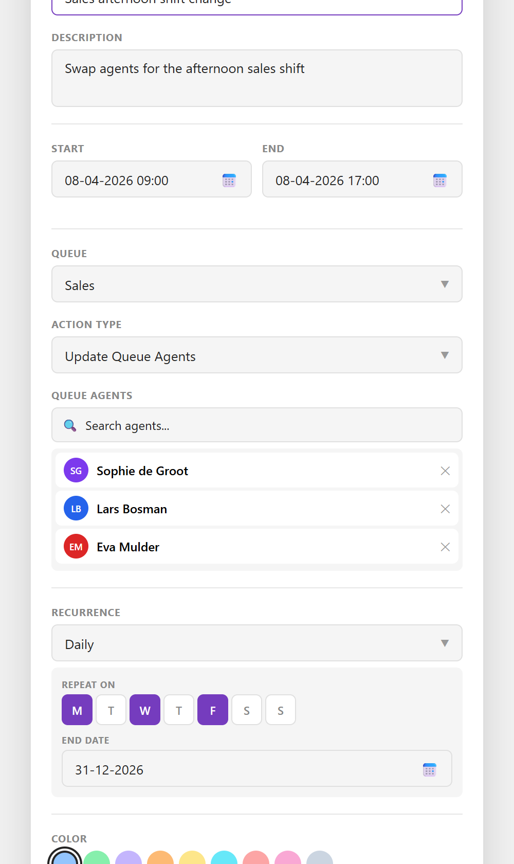 Creating a new scheduled task in Purple+
